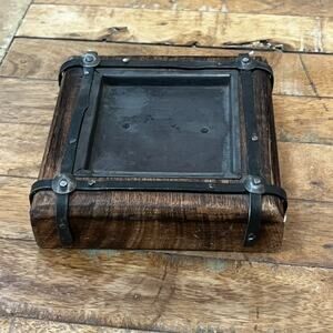 Elegant Expressions Square Wood Pillar Holder 5.5" Rustic